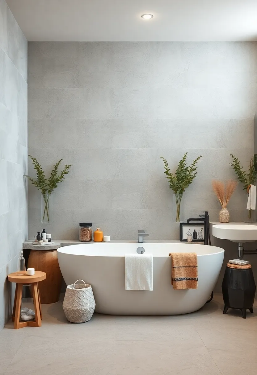 Incorporate upcycled glass jars as storage containers for bath salts, cotton ​balls, or brushes