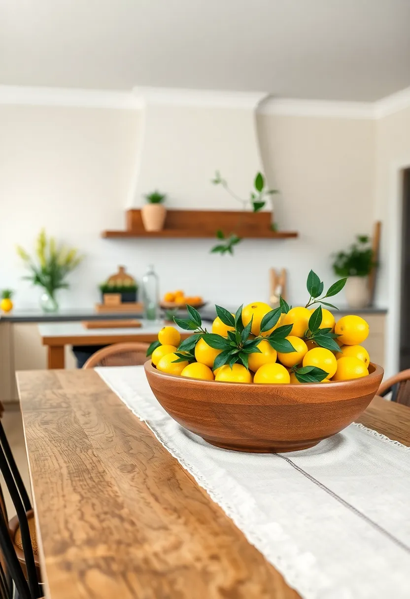 A large wooden bowl brimming with fresh⁤ lemons for a bright,⁤ cheerful display