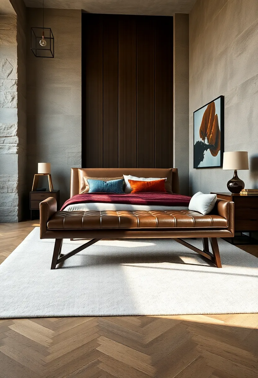 Art Deco Inspiration: Geometric lines and glossy faux leather upholstery⁣ evoke the glamour of the 1920s for a striking bedroom addition