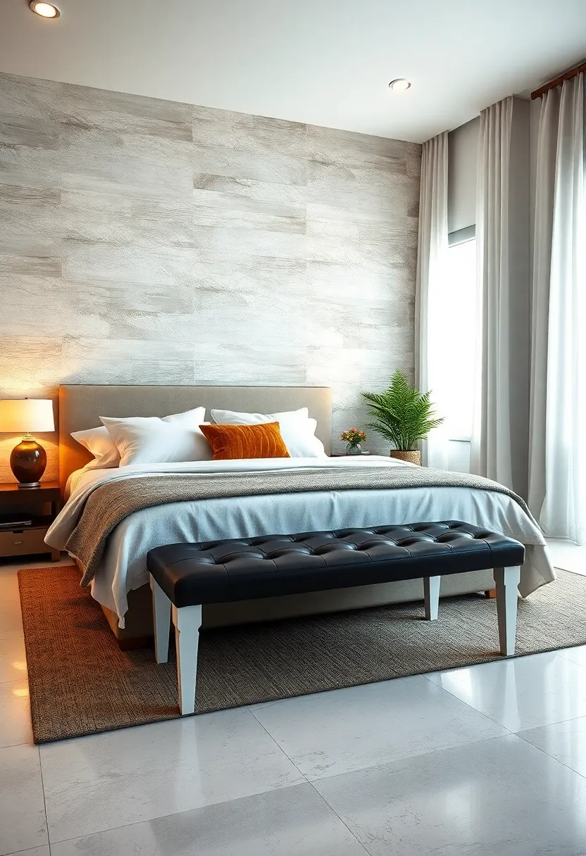 Classic Black and White: A timeless black faux leather seat with white legs brings a clean,⁢ elegant contrast perfect for any⁤ bedroom style