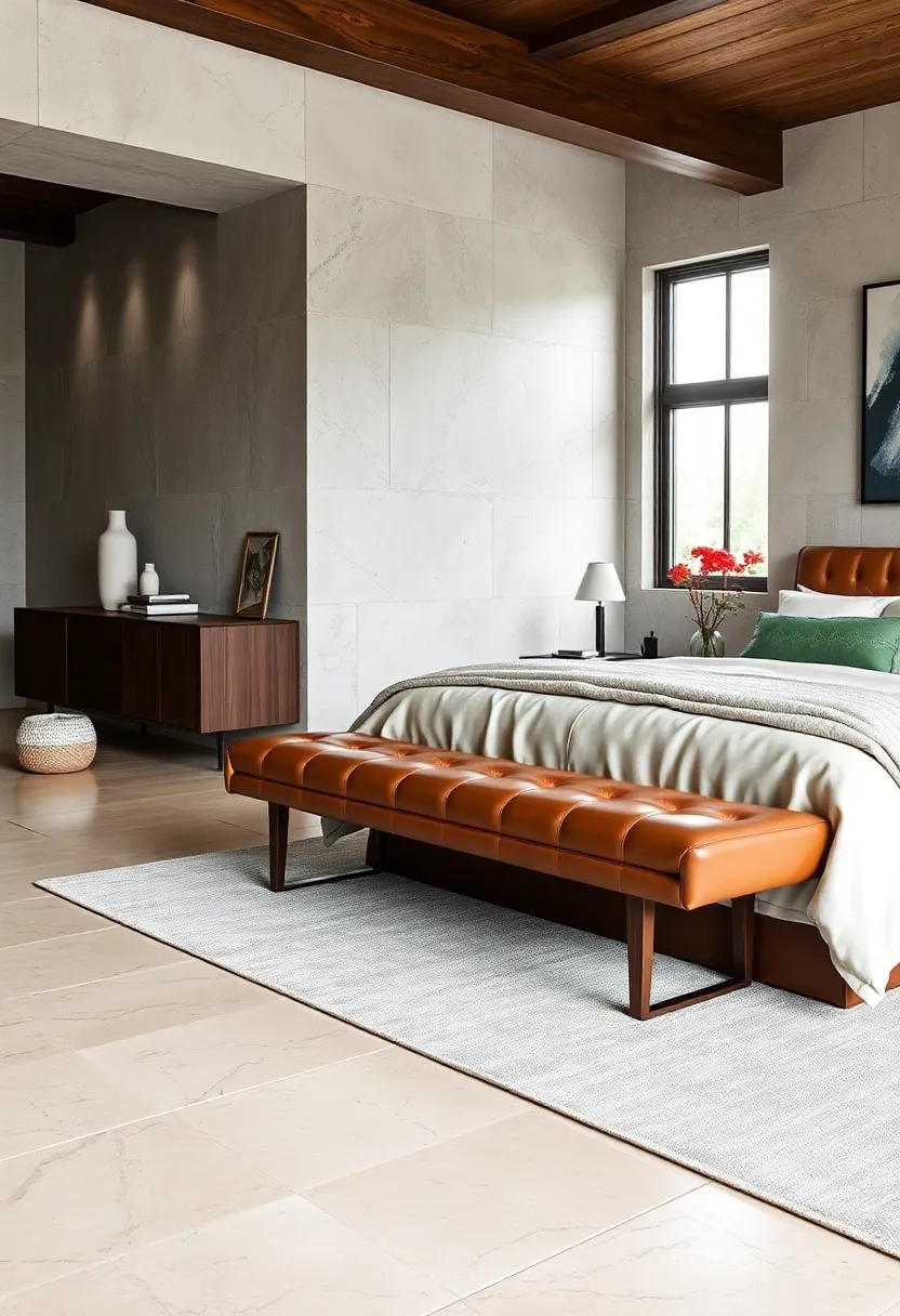 Eco-Friendly Edge: Choose benches made from sustainable faux leather alternatives to combine style with conscientious living