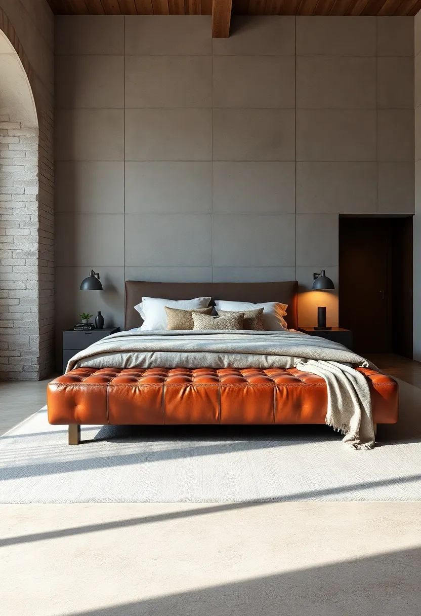 Oversized ‌Ottoman Style: A large, plush faux leather bench doubles as a statement piece and extra storage space