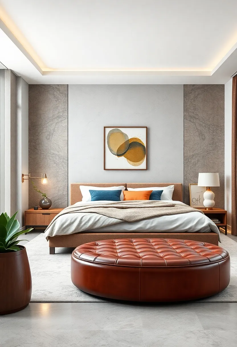 Rounded Ottoman Bench: Circular benches with smooth leather finishes provide a ⁤unique alternative to traditional⁤ rectangular designs