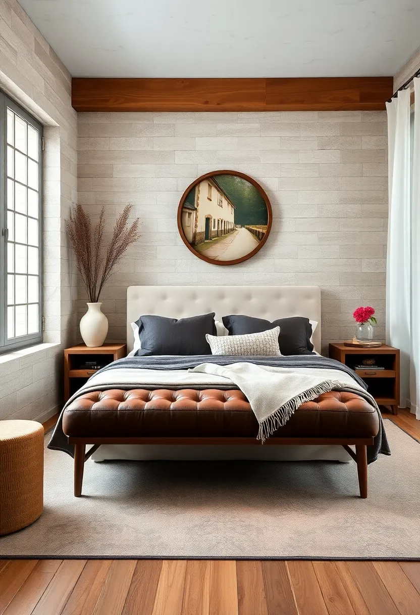 Rustic charm: Combine faux leather upholstery with warm wood ​tones to ⁢bring an inviting farmhouse ⁤feel to⁣ your bedroom