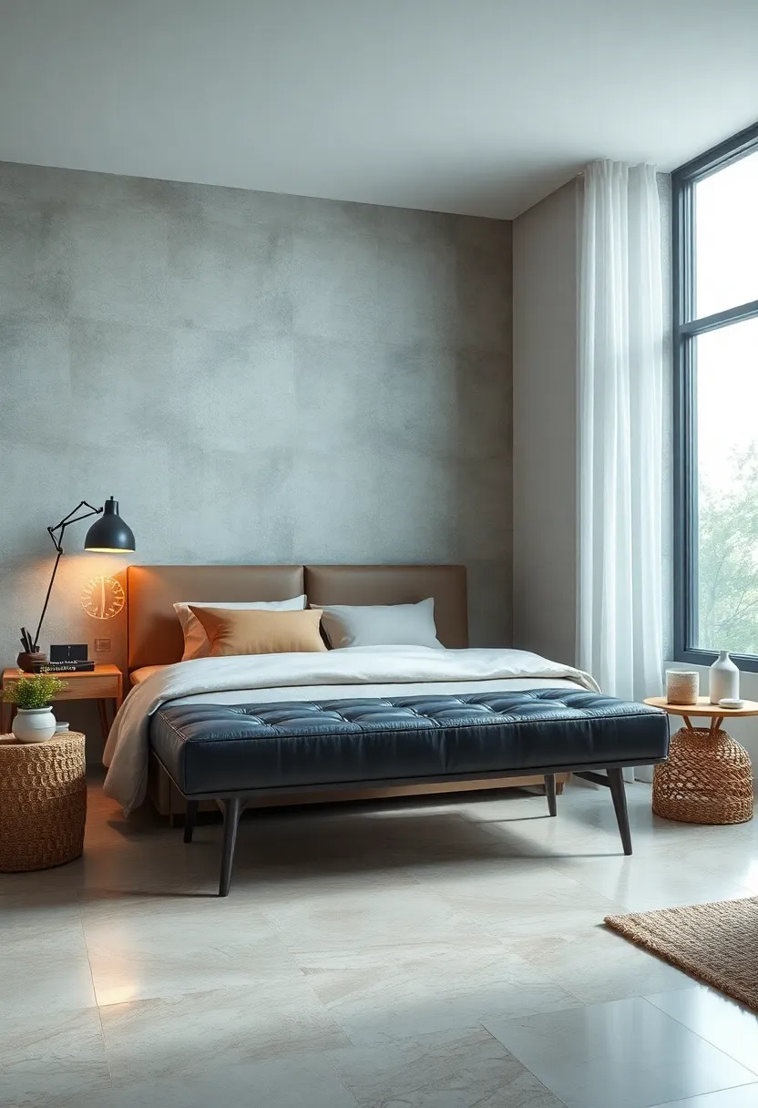 Sleek Minimalist Design: A faux leather bedroom bench⁢ with clean lines and a slim profile adds ⁢a modern touch ⁣without overwhelming the space
