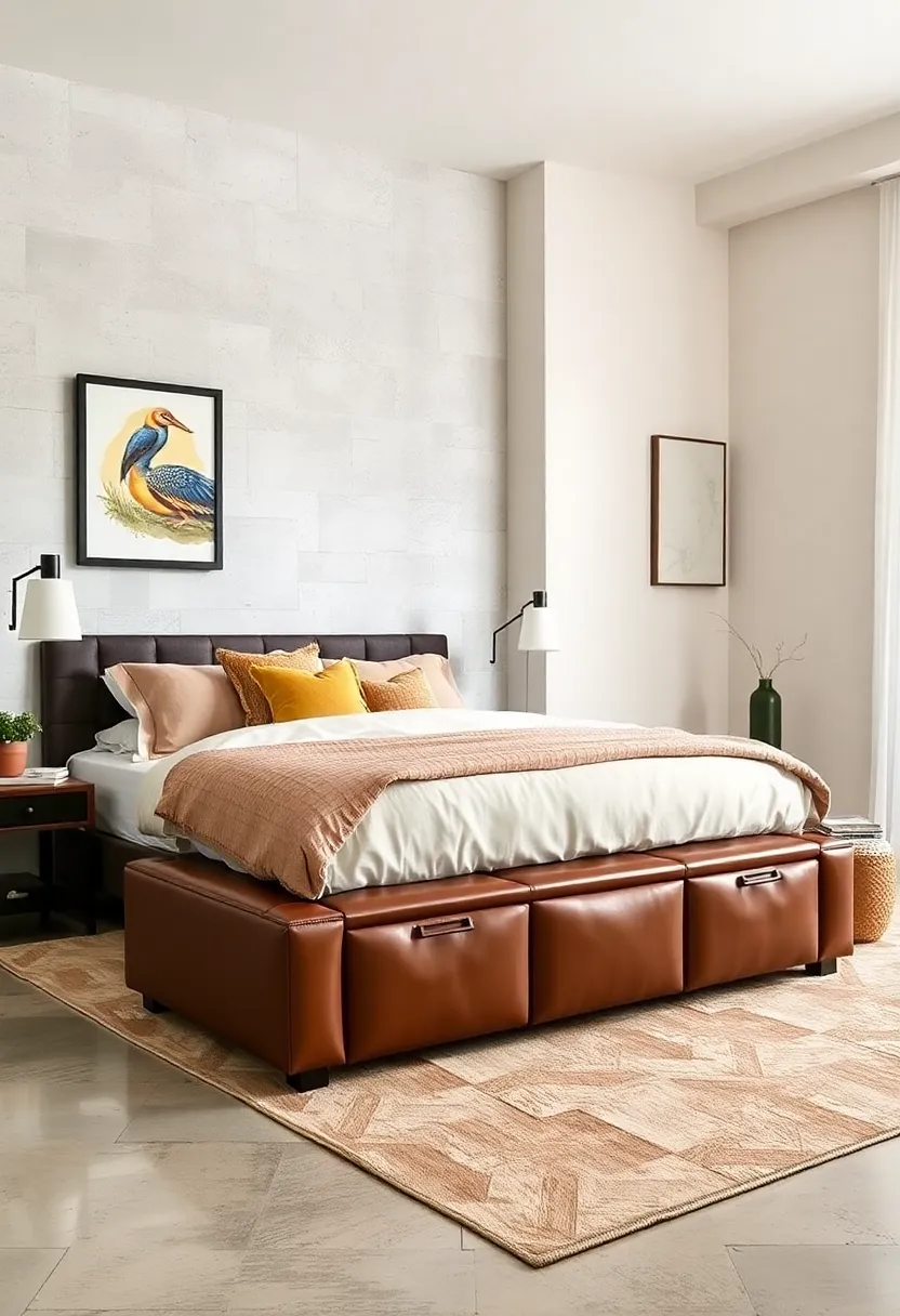 Storage Meets Style: A faux leather bench with hidden ⁢compartments offers practical storage for linens or accessories ​while keeping the room ⁢tidy