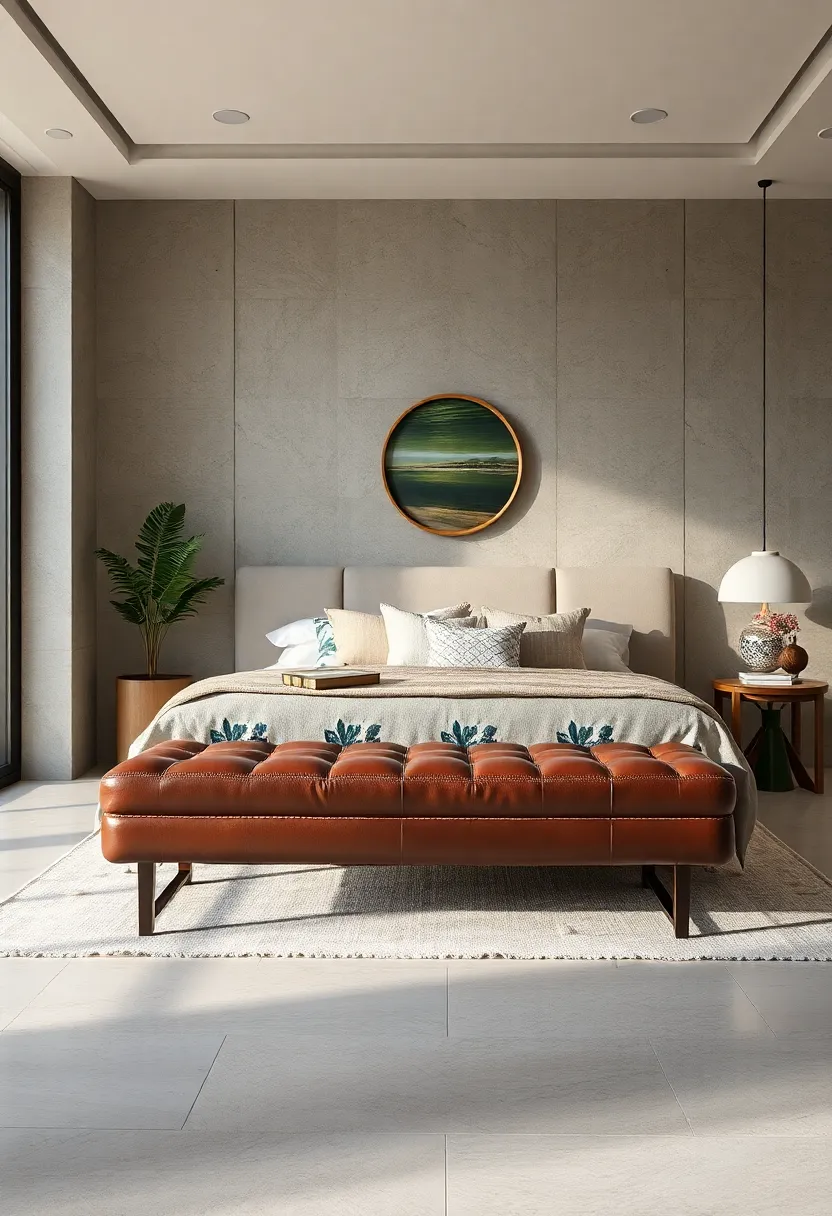 Upholstered Elegance: Softly padded with stitched detailing, this bench adds a layered texture that's both‍ inviting‍ and chic