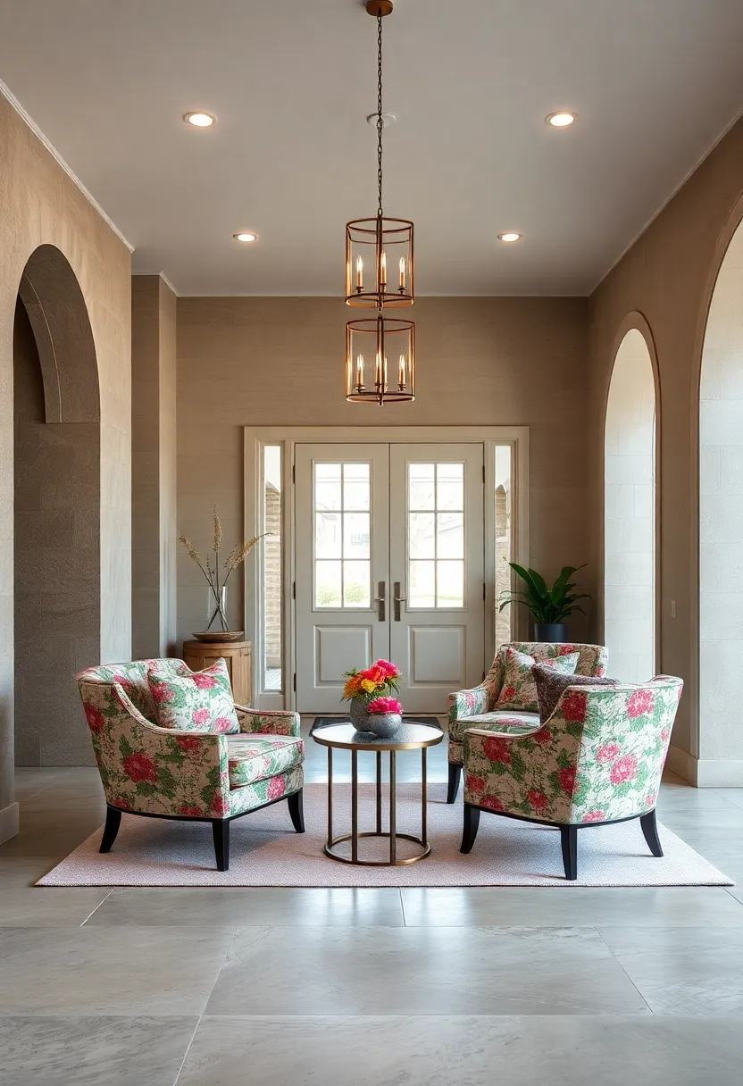 Chintz Upholstered ‌Chairs with Minimalist ⁢Tables: Pair ‍floral chintz chairs with streamlined, modern side tables for an inviting mix