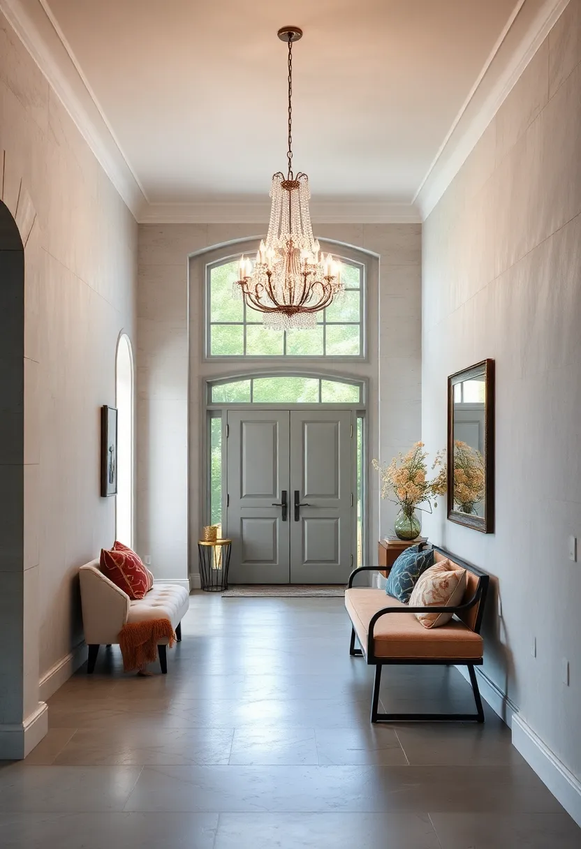 Classic Chandelier Paired with⁤ Modern Entry Bench: Illuminate the‍ space with a⁣ crystal chandelier⁤ while keeping seating simple and contemporary