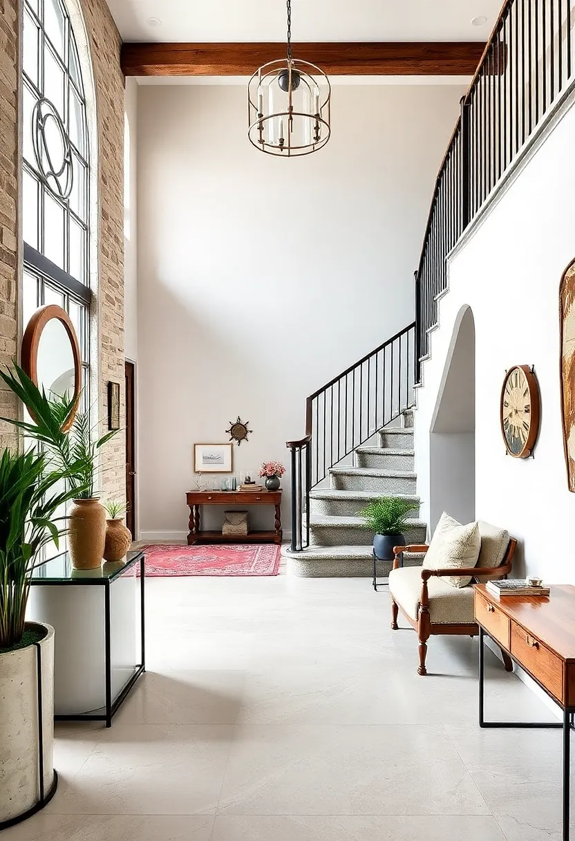 Classic Stair​ Railing ⁢with Industrial Touches: Retain original stair railings but add metal or wire accents for a subtle modern edge