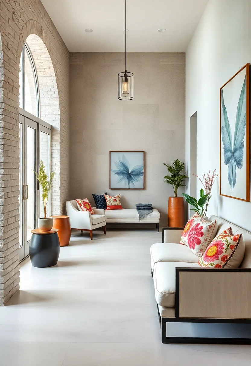 Embroidered Pillows ​on Contemporary seating:‍ Accent sleek settees‍ with colorful vintage embroidered pillows for warmth and texture