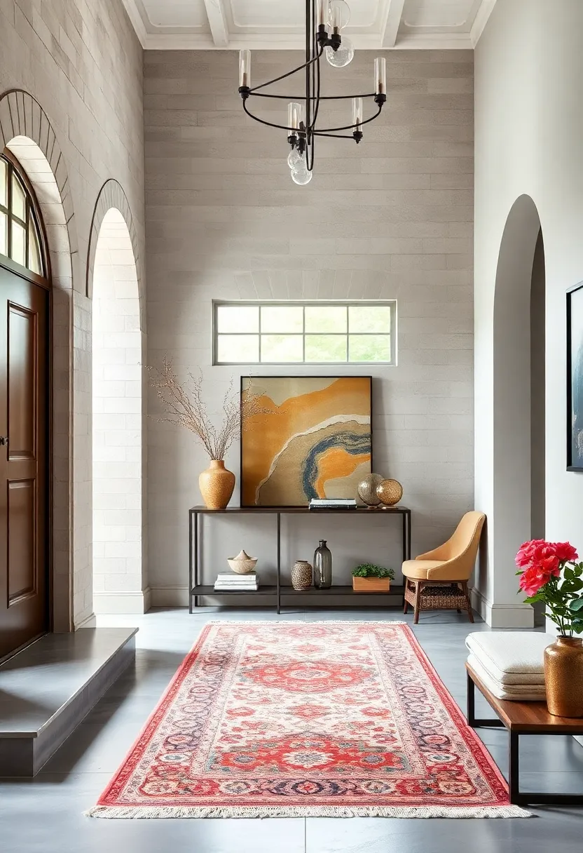 Persian Runner with⁢ Metal​ Console: Combine a traditional​ Persian runner⁤ rug with a slim industrial metal console table