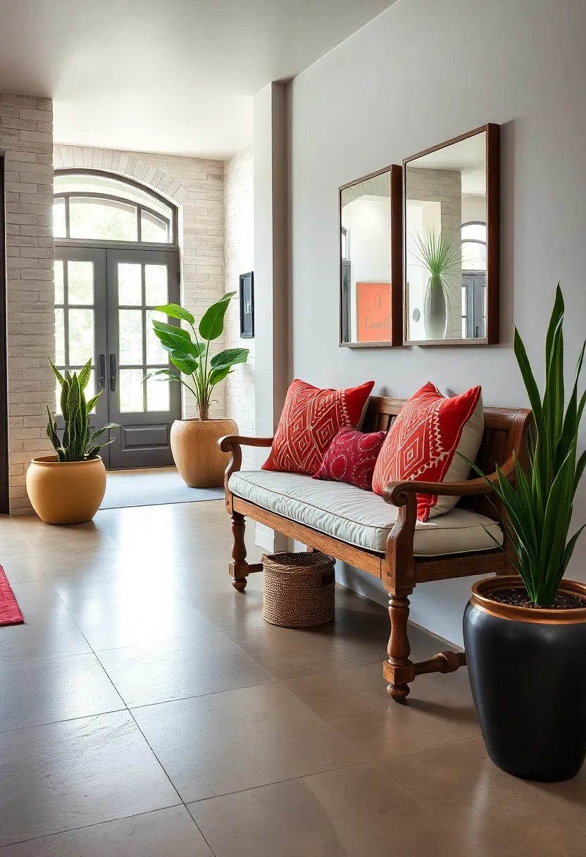 Timeless Bench‍ with Contemporary Cushions:‍ Style a vintage wooden bench ⁢with bright, geometric ‍cushions ⁢for⁢ playful contrast