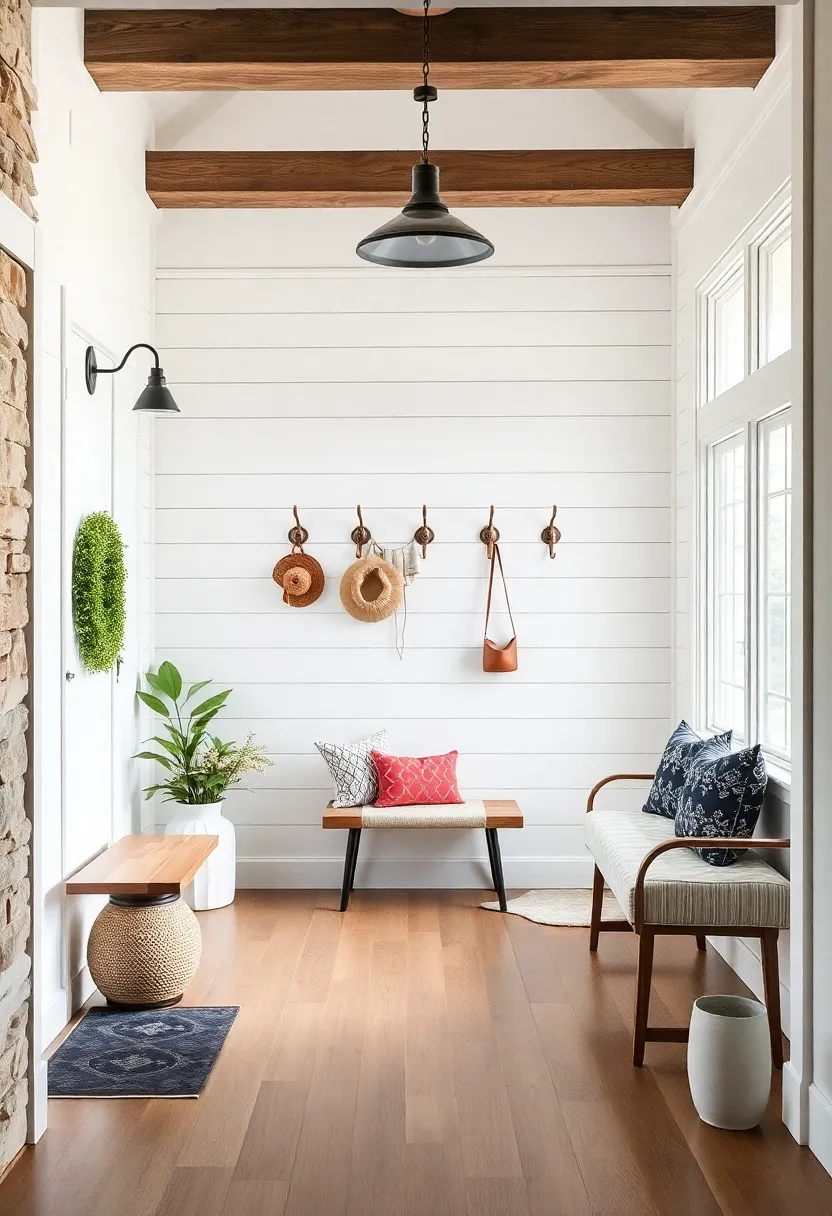 Vintage Coat Hooks on‍ Painted‍ Shiplap: Mount antique coat ⁤hooks on crisp white shiplap for a blend of​ farmhouse appeal and modern brightness