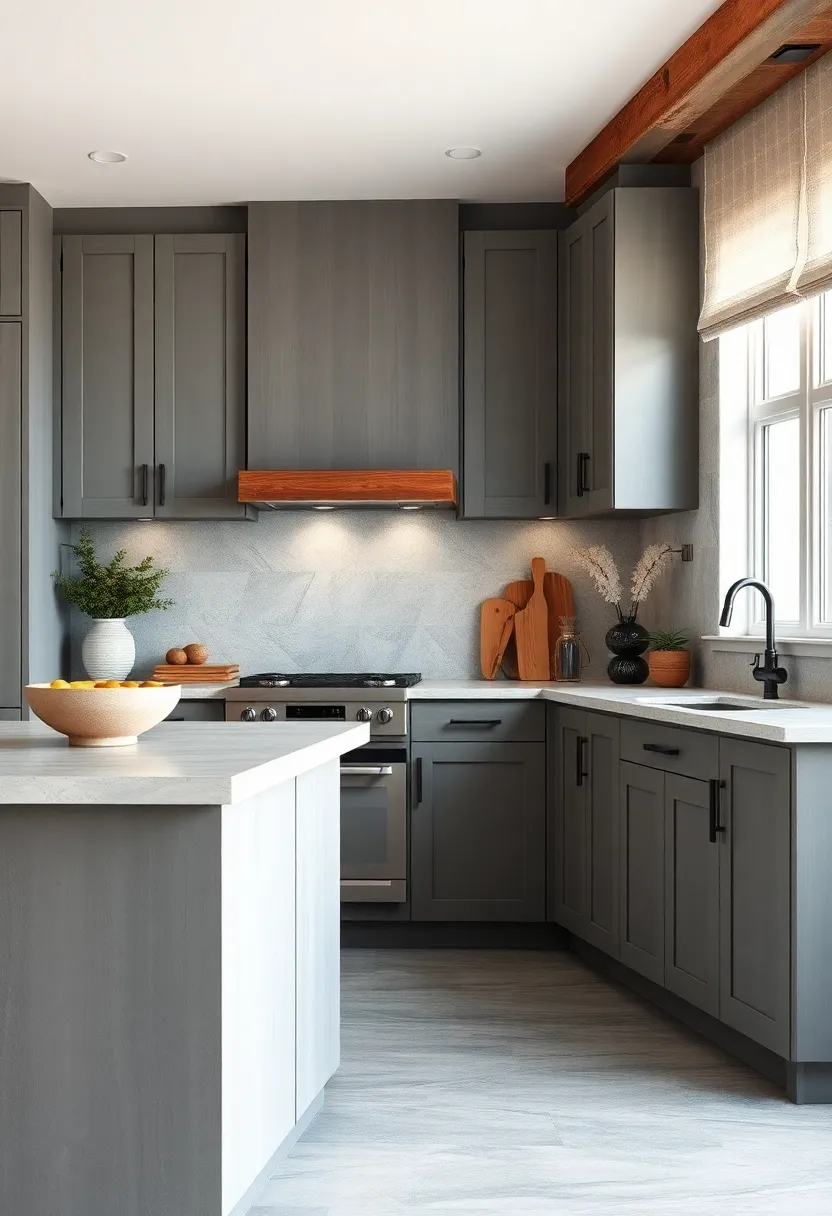 Weathered Grey Cabinets Paired with⁢ Reclaimed Wood Elements