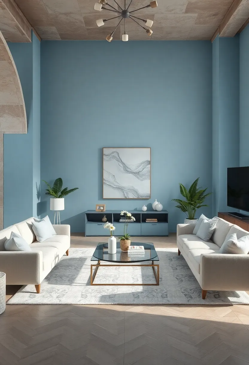 Embrace serenity with pastel blue​ walls paired with silver⁣ accents for a tranquil and​ sophisticated backdrop