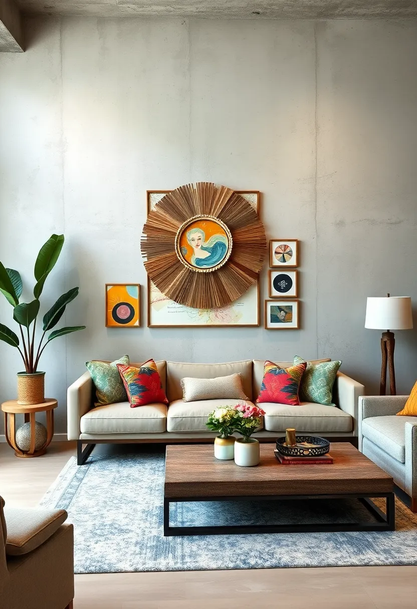 Create a focal point by placing a large, statement eclectic⁢ piece above your sofa or bed