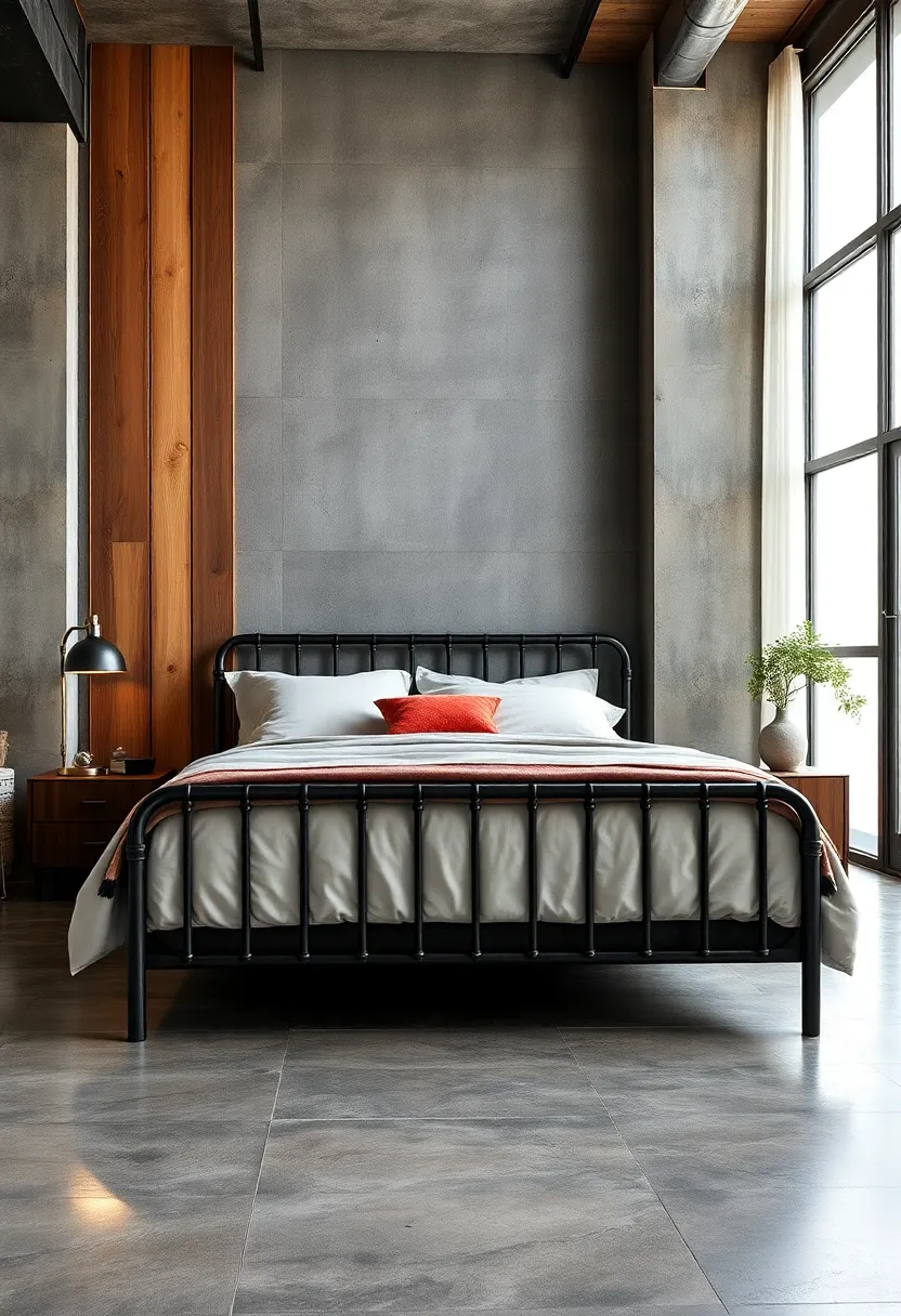 Contrast a bold dark metal​ bed frame with⁢ soft textiles and greenery to soften the industrial edge with a touch⁢ of nature