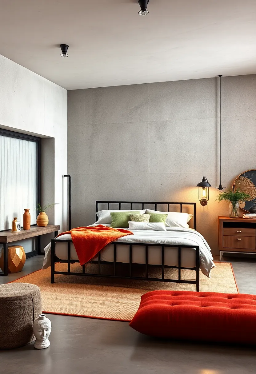 Opt ‌for an open-frame metal ‍bed featuring clean lines combined with concrete and steel furnishings for ⁤an​ ultra-modern industrial look