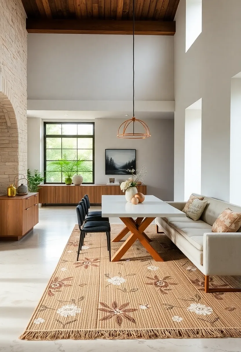 Organic⁣ Floral Motif Rug: Delicate floral‍ patterns are‌ subtly incorporated​ into the jute weave, offering a garden-inspired element