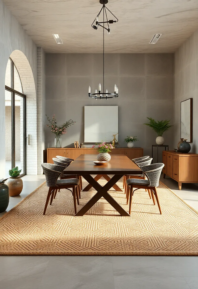 Farmhouse style⁢ Braided⁢ Rug: This braided jute rug, ​with neutral earth tones, offers a cozy farmhouse feel to your dining experience