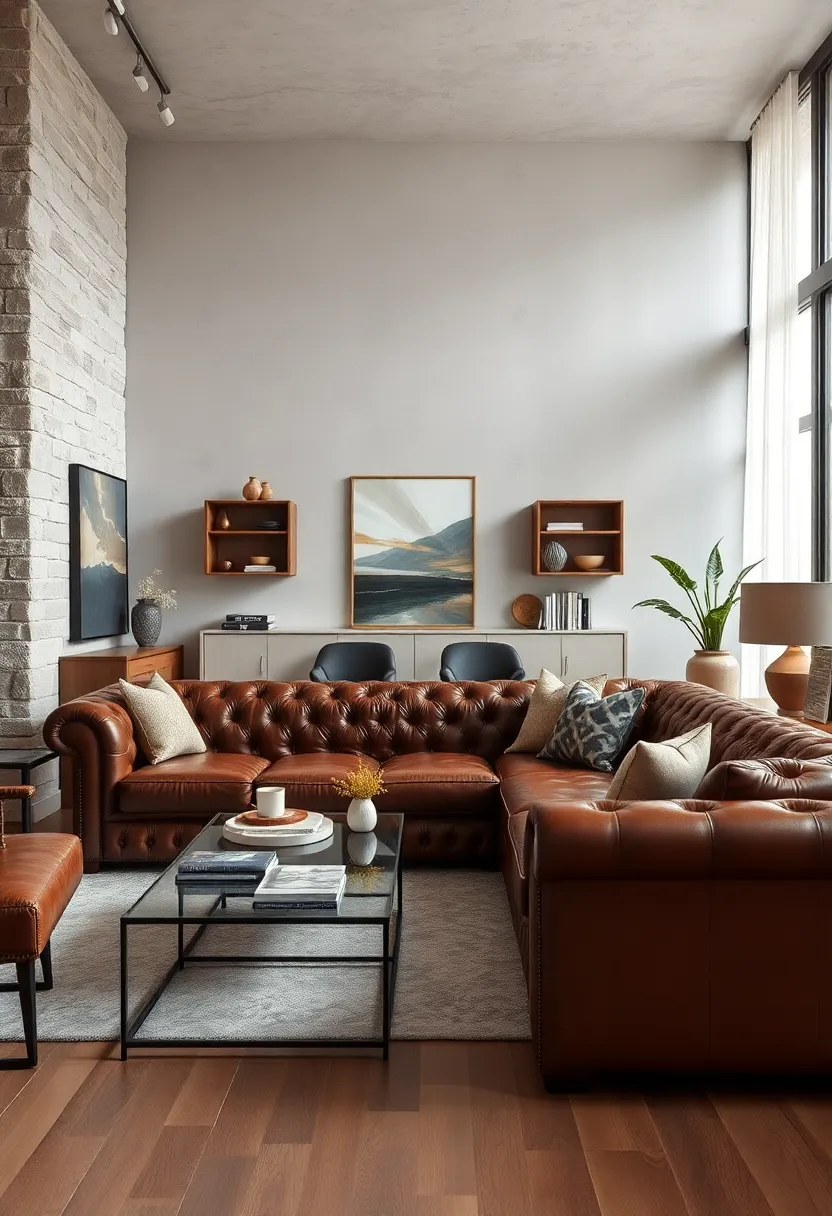 Embrace classic sophistication ⁣with a tufted⁣ brown leather Chesterfield sofa⁤ as the centerpiece of your living ⁢room
