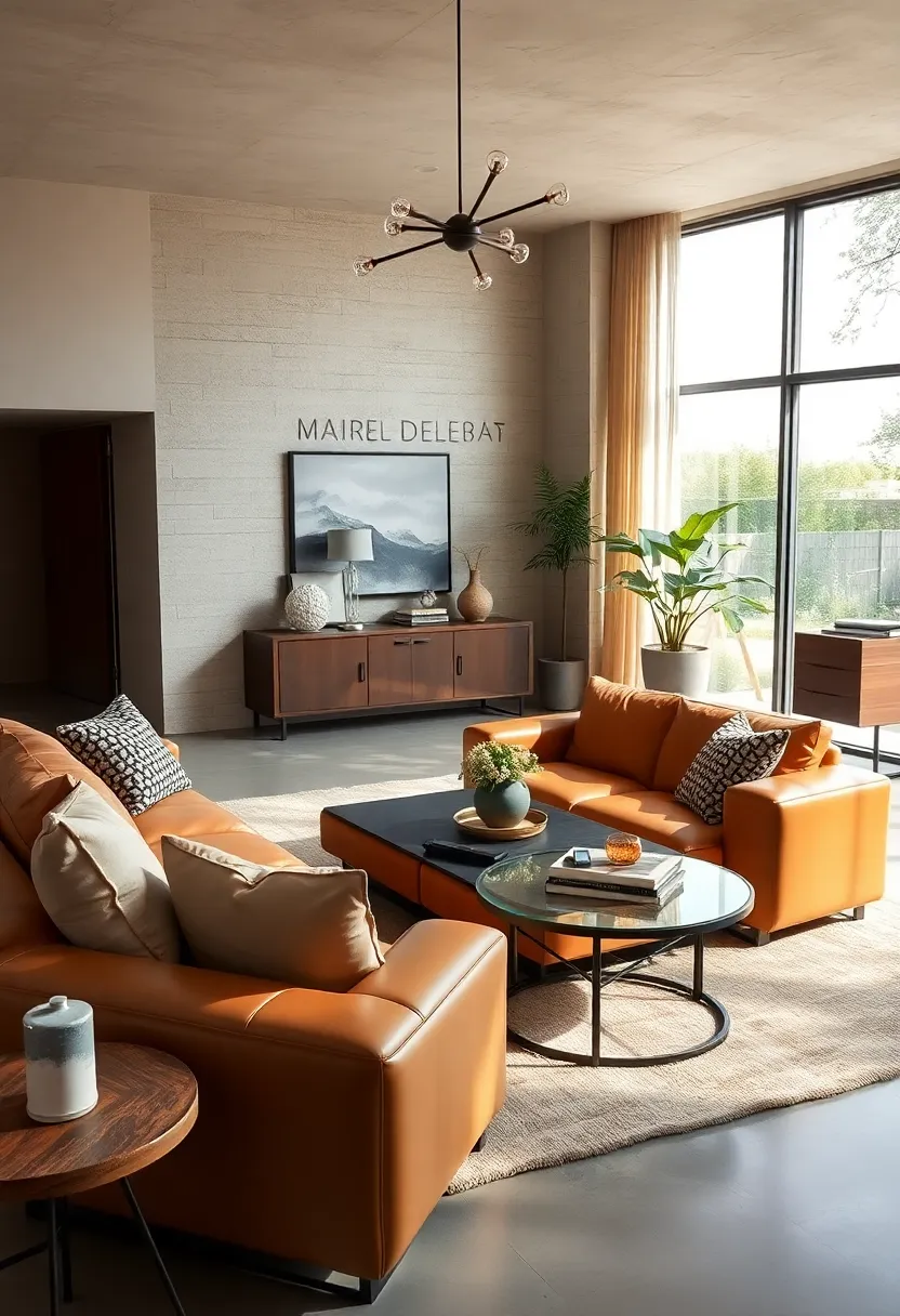 Enhance natural light​ by choosing light caramel leather seating that reflects warmth throughout the room