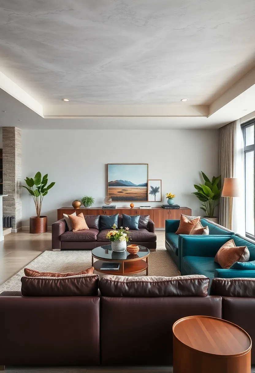 Anchor your living room with⁤ a bold leather sofa in ⁤a jewel tone, such as​ sapphire or emerald