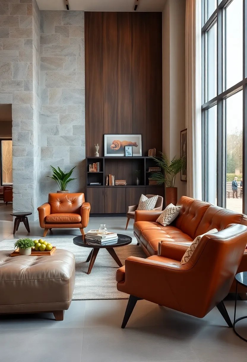 Combine modern ⁣minimalism and warmth by ⁢pairing a sleek ​black leather sectional​ with muted ‌earthy tones