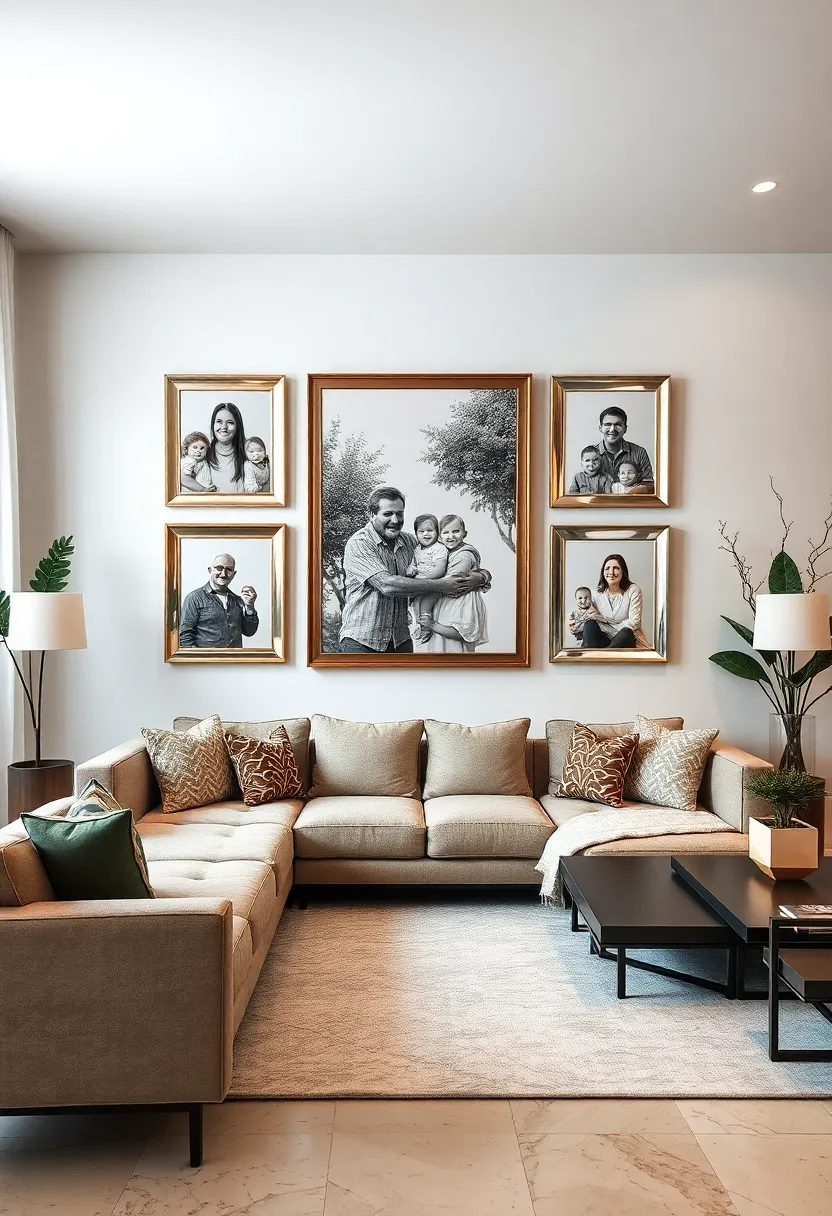 Mirrored Photo Frames: Use mirrored ⁤frames to add depth⁤ and brightness while showcasing cherished family moments