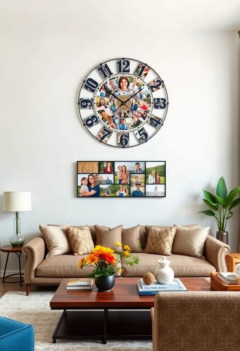 Photo Clock: Incorporate family photos into‌ the⁣ numbers ⁤of a large wall clock for ⁣a functional and sentimental piece
