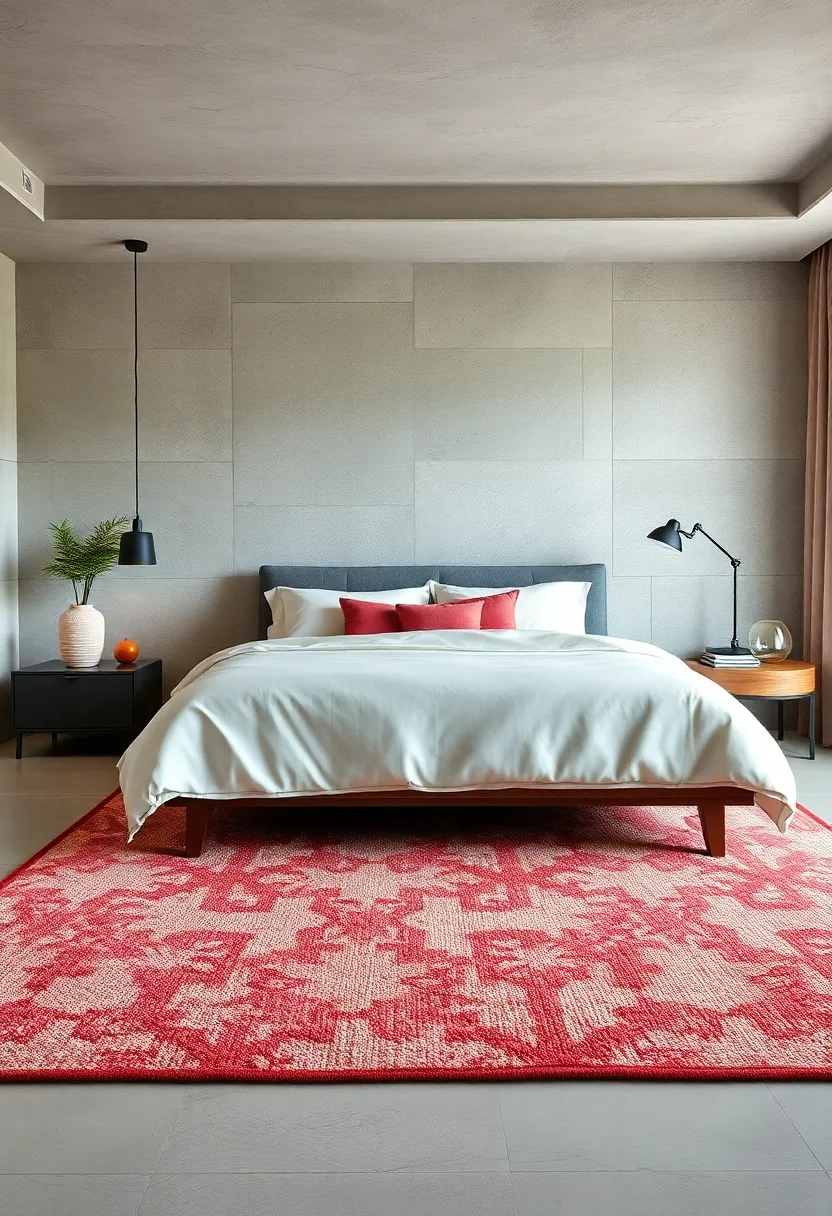 Highlighting the‌ Bed ‌with⁢ a ‍Bold, Textured Rug Underneath⁢ for‌ added Coziness