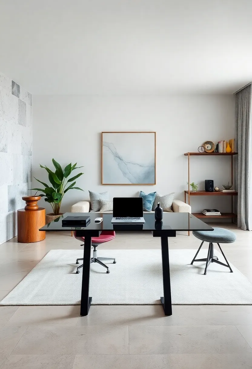 Tech-Savvy​ tranquility: A sleek glass⁤ desk with integrated‌ wireless ⁢charging spots ⁤for‌ gadgets and a noise-canceling headphone stand completes the⁣ distraction-free zone