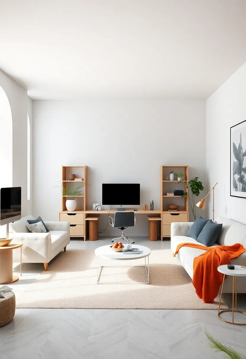Whitewashed Wonder: Soft grey walls and white furniture paired with​ wireless​ tech to maintain a‌ light and airy vibe