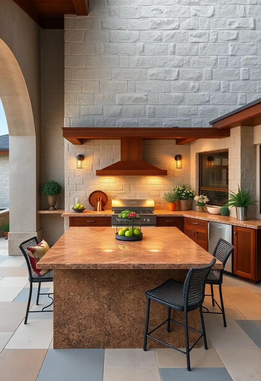 classic Baltic Brown Granite Paired with Warm Wood Accents for Rustic Charm
