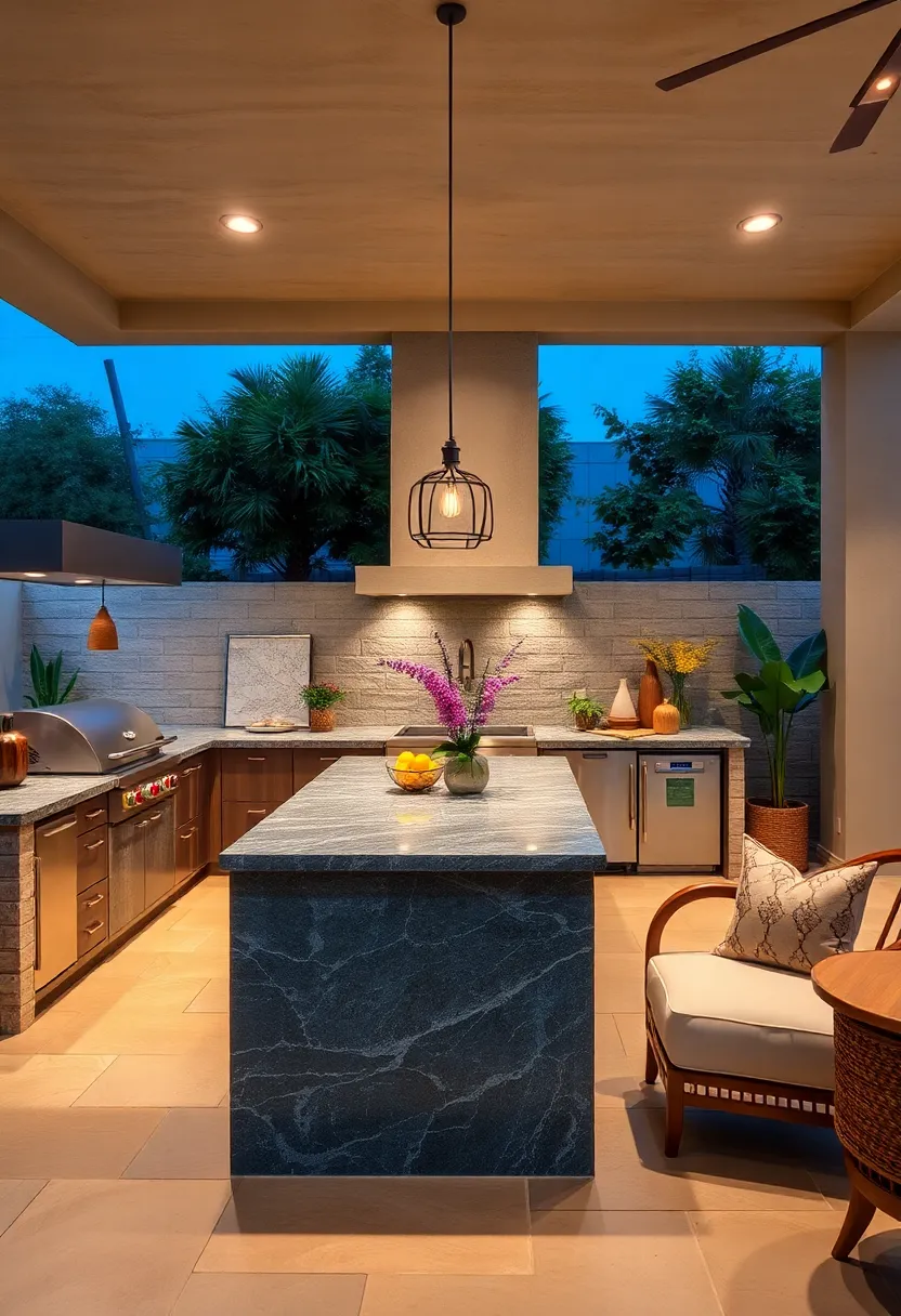 exotic Azul Mahogany Granite to Bring an artistic Flair to Your Backyard Kitchen