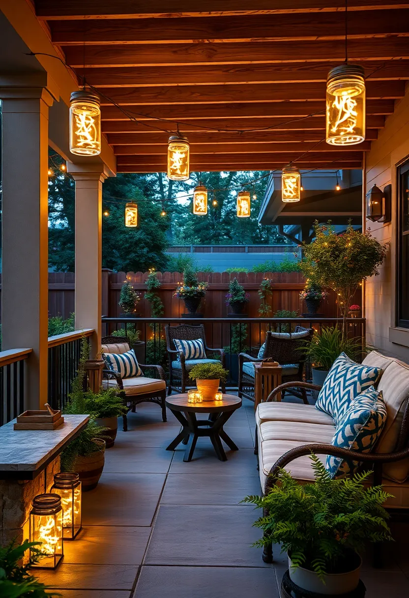 Fairy Light-Filled Mason Jars: Create⁢ a‌ magical ambiance by⁣ filling⁣ jars with battery-operated ⁢fairy lights​ and hanging⁣ them along your patio railing