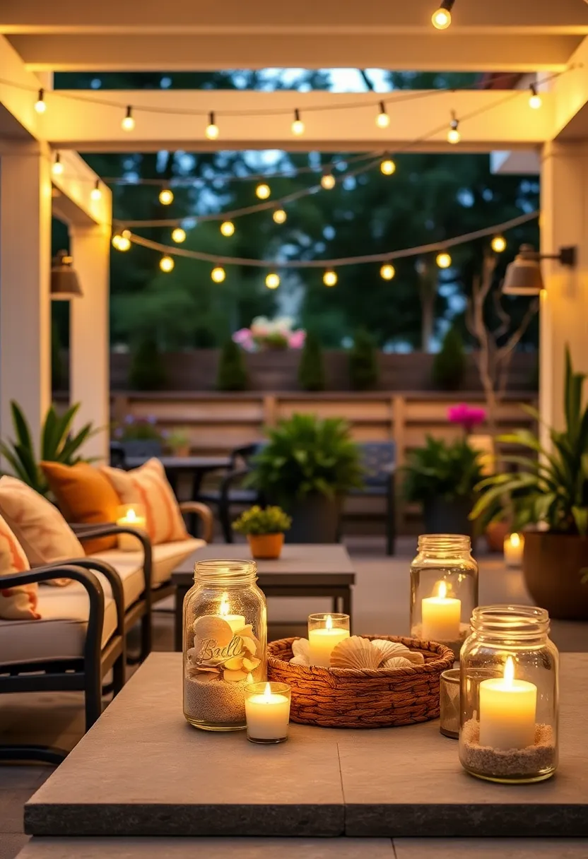 Beach-Themed Seashell Mason ​Jar Lights: Fill jars with sand and seashells before ⁣adding candles to evoke coastal ‍charm in your outdoor space