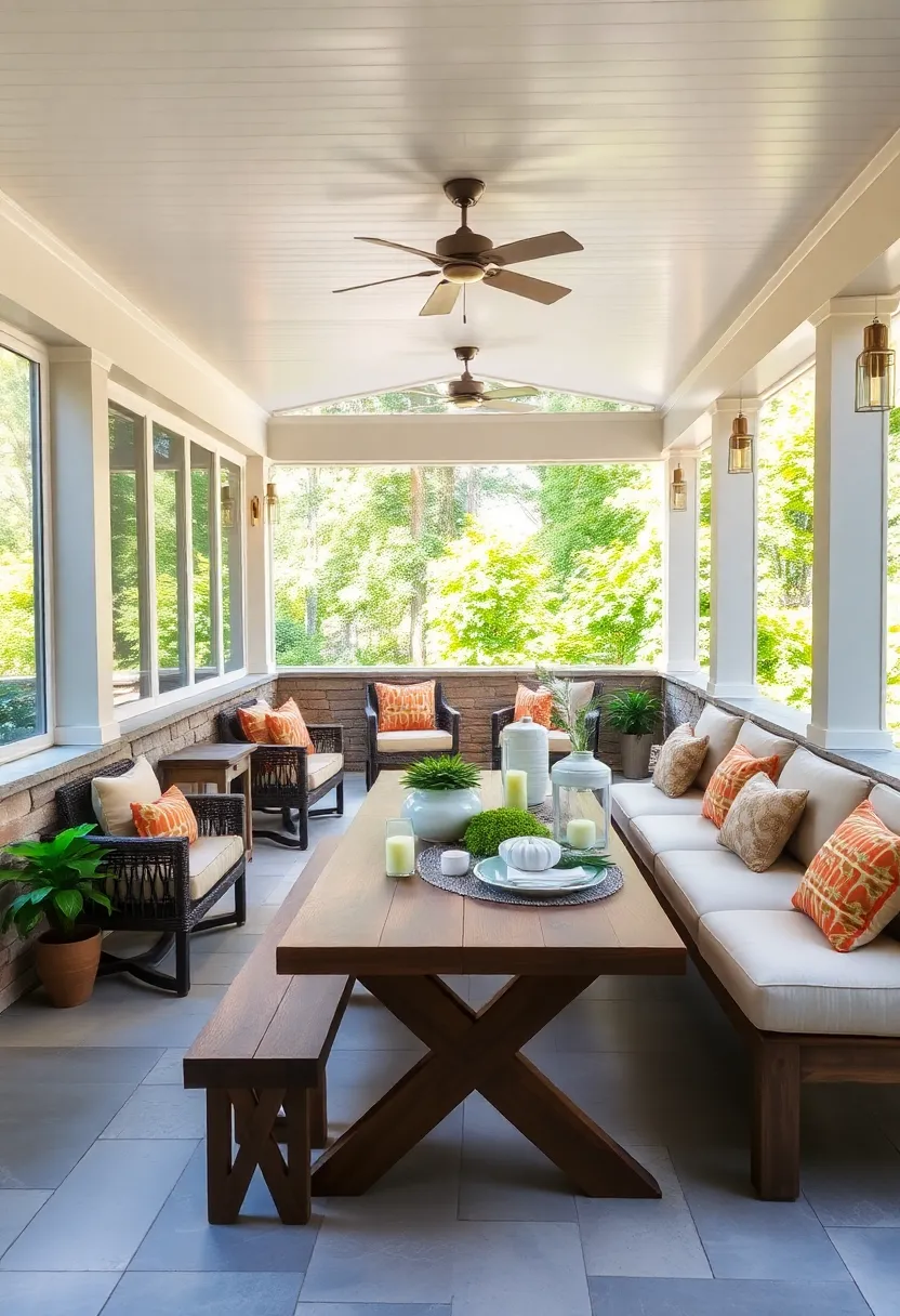 picnic-Style ‌Setup – Long,continuous built-in benches paired with a central dining table,perfect for alfresco meals