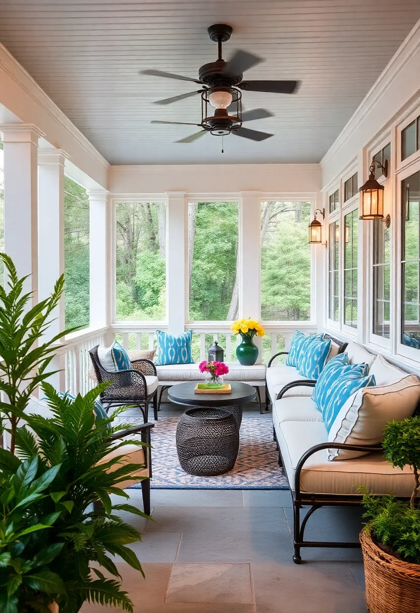 Classic Colonial Style – Crisp white built-in benches with traditional detailing, paired with blue and ‍white cushions for timeless ⁣elegance