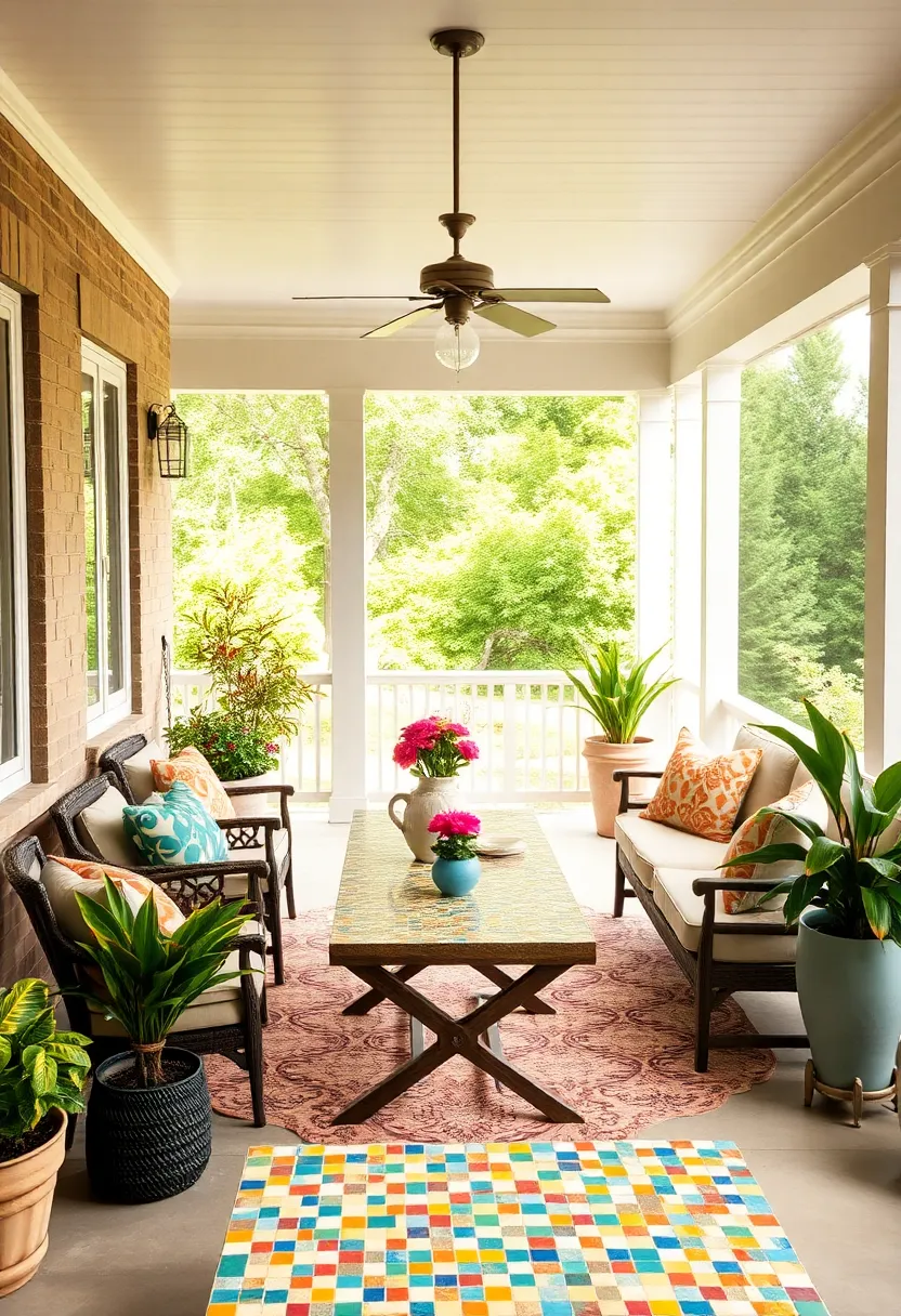 Install colorful mosaic tiled tabletops for ​a unique and artistic touch