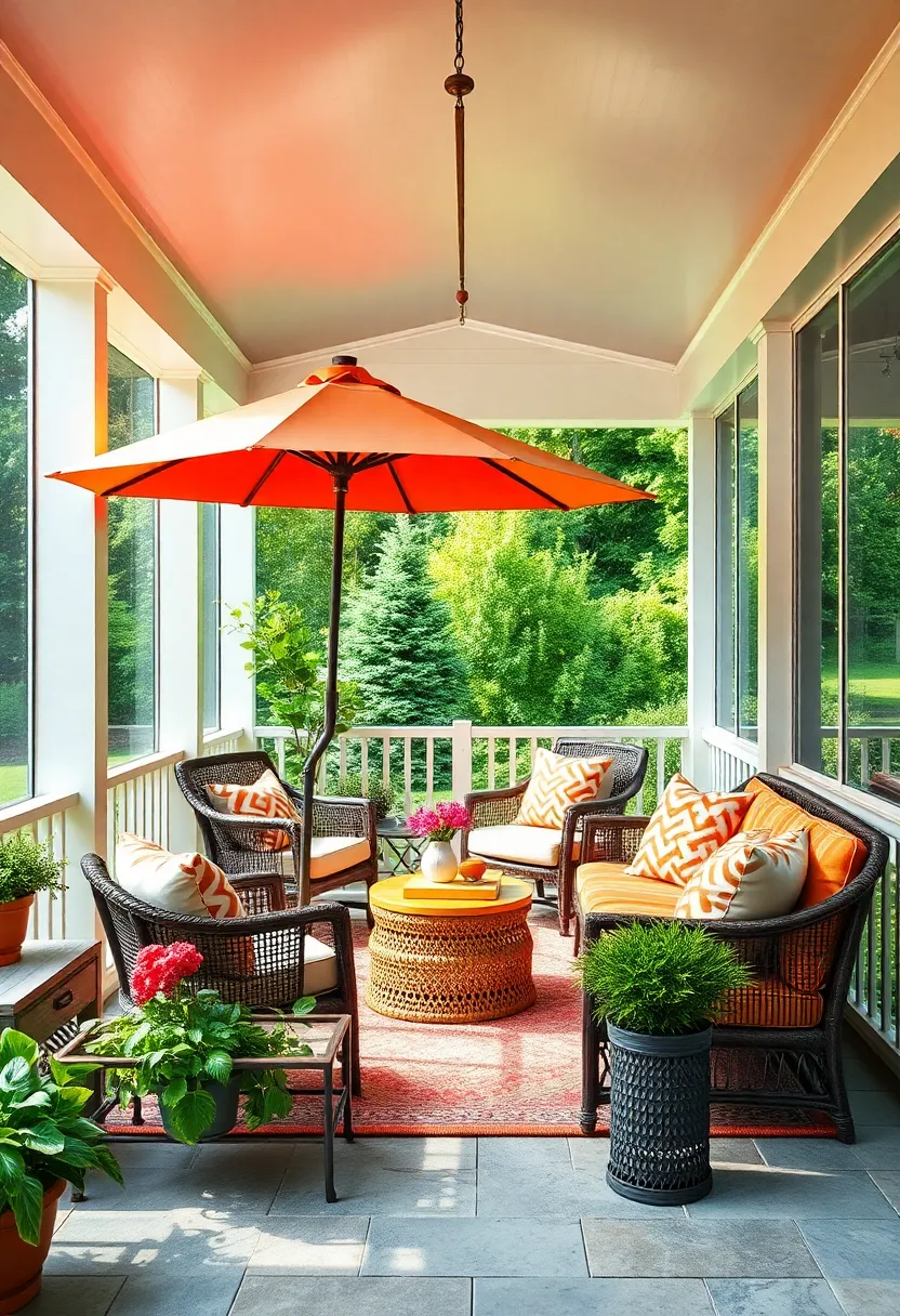 Opt for ⁣a bright umbrella or canopy⁣ to ⁢provide‌ shade and a pop of color