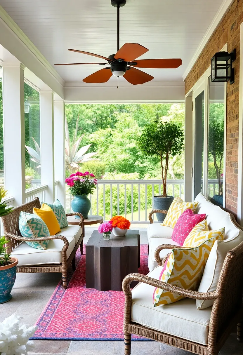 Incorporate bold, colorful throw pillows on your seating for instant vibrancy
