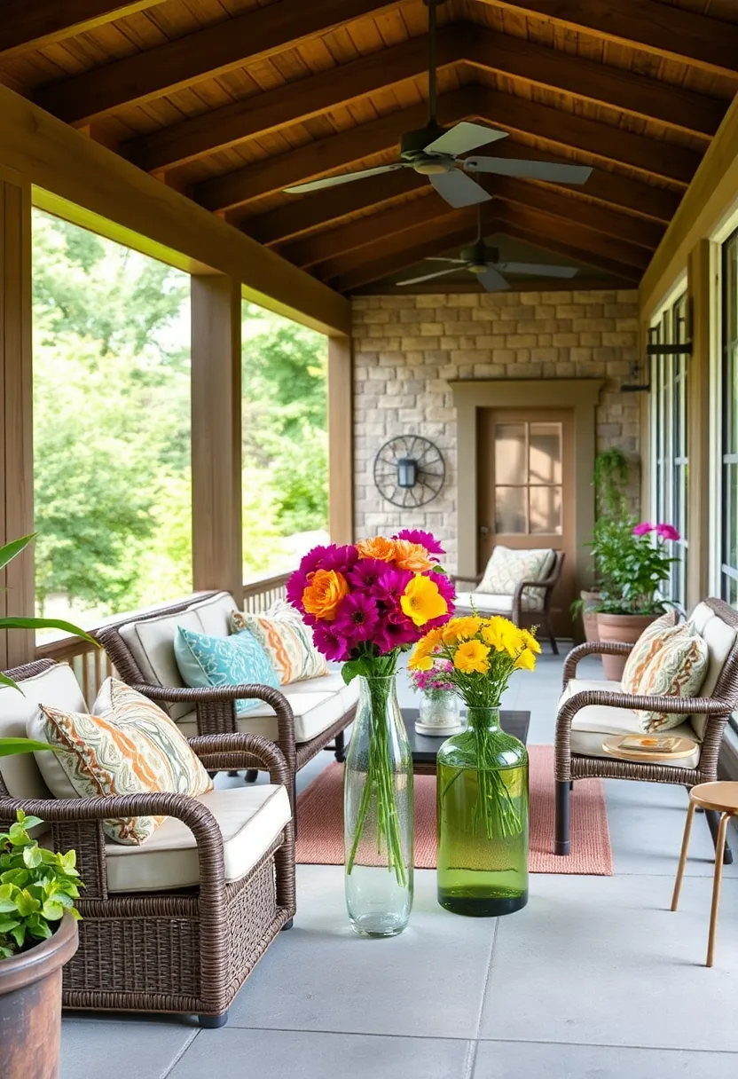 mix colorful glass or ceramic vases filled with fresh-cut summer blooms for⁣ natural beauty