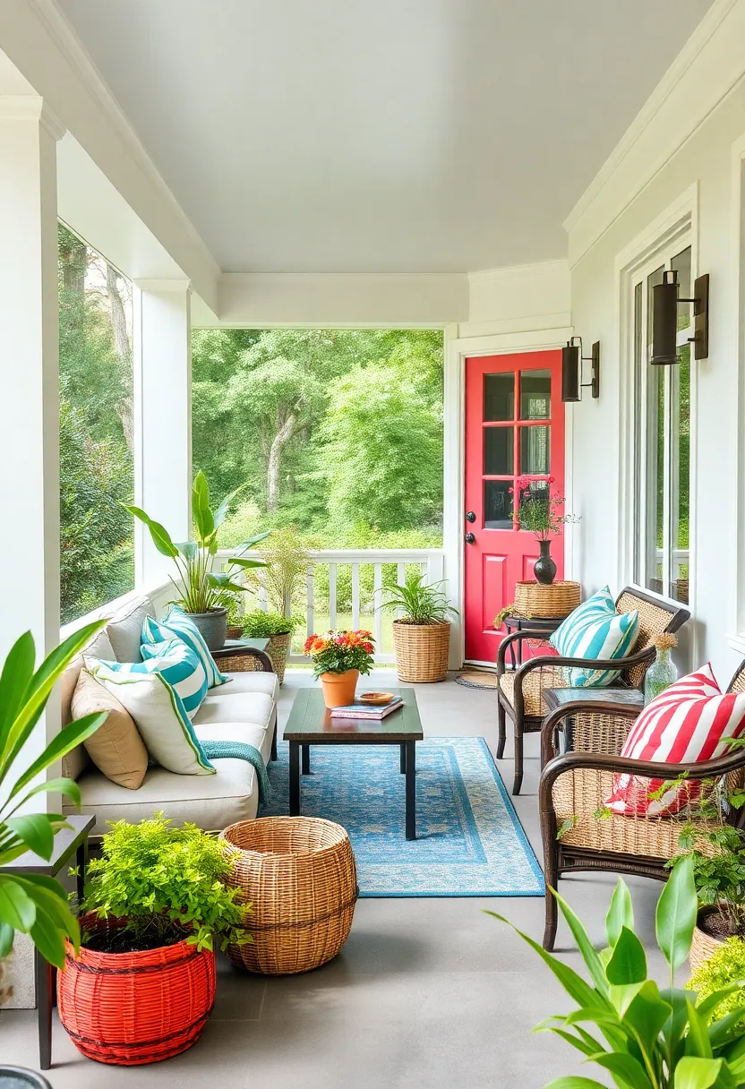 Display colorful ‌woven⁤ baskets or storage bins for functional decor with flair