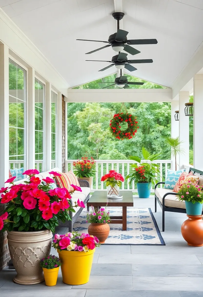 Use vibrant pots​ filled with⁢ blooming flowers ‌to add‍ natural bursts of⁣ color