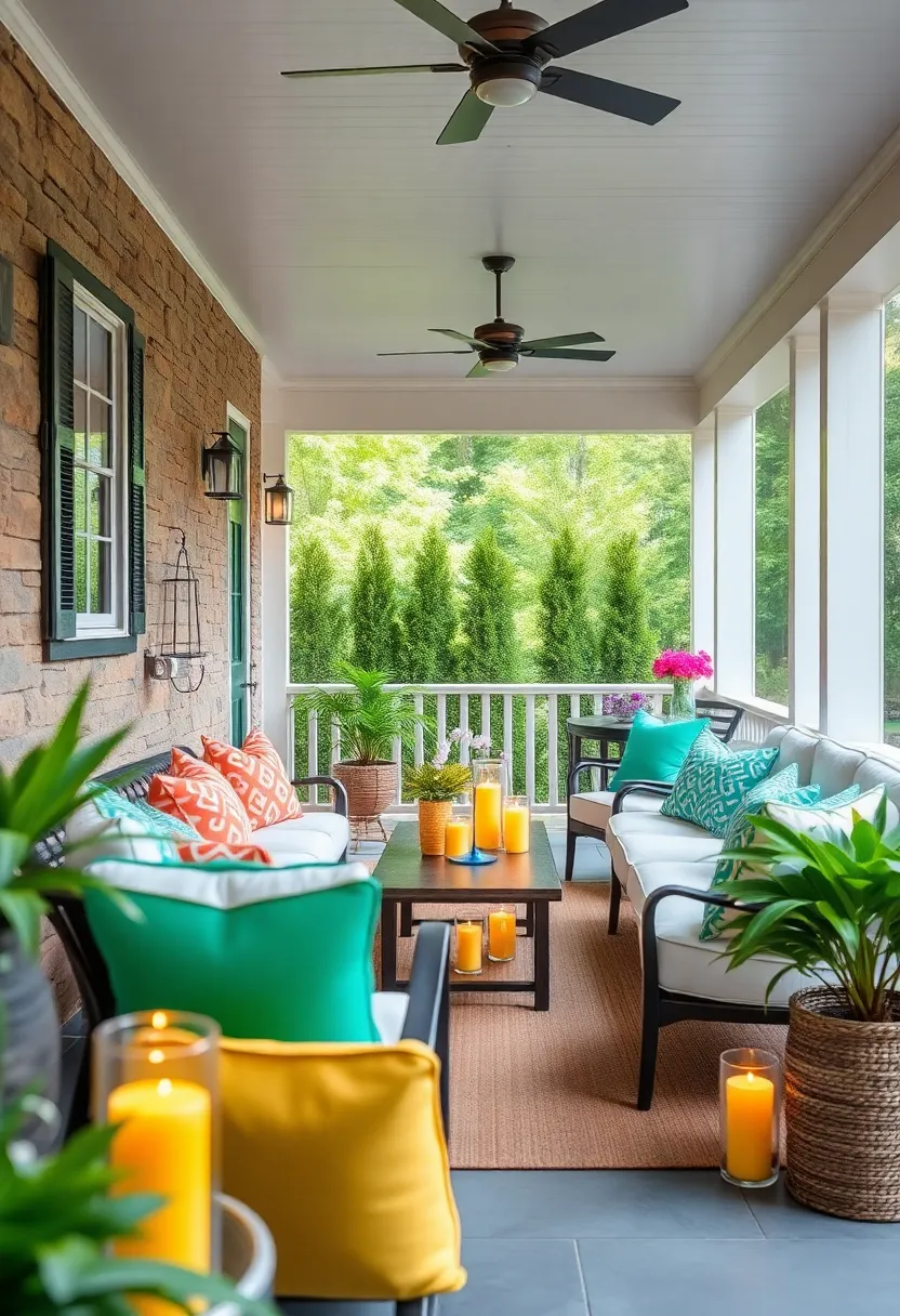 Use brightly colored outdoor candles or citronella lamps for⁣ ambiance​ and function