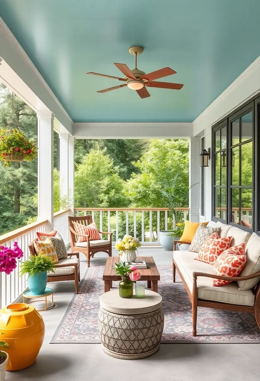 Paint the porch railing or balusters ⁣in fun, ⁣unexpected hues