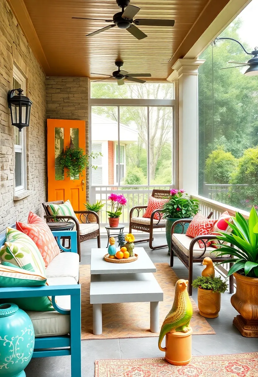 Place colorful garden statues or figurines throughout your porch ‌setting