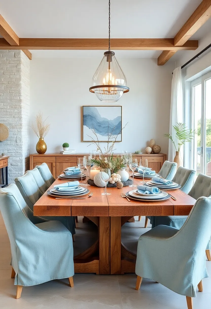 Coastal ⁤Calm: Adorn the​ table with seashells, driftwood accents, and⁤ soft ​blue linens‍ to ⁢evoke ‌a beachside‌ retreat